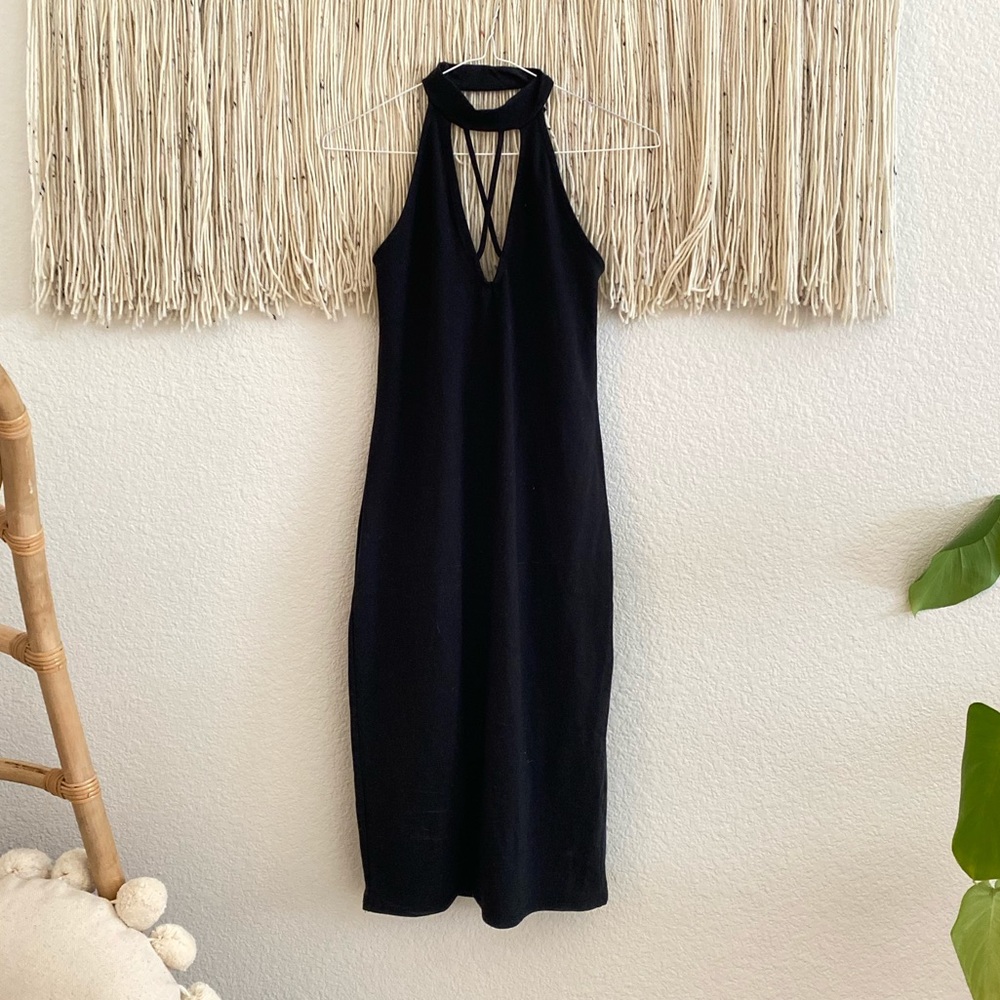 Heart & Hips Black High Neck Bodycon dress strappy
